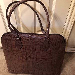 Trendy Croc-Embossed Oversized Laptop Bag